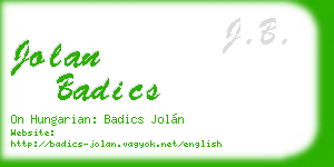 jolan badics business card